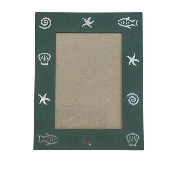 Noble Designs Green Decorative Metal Beach Seashore Photo Frame 5" x 7" - Picture 1 of 4